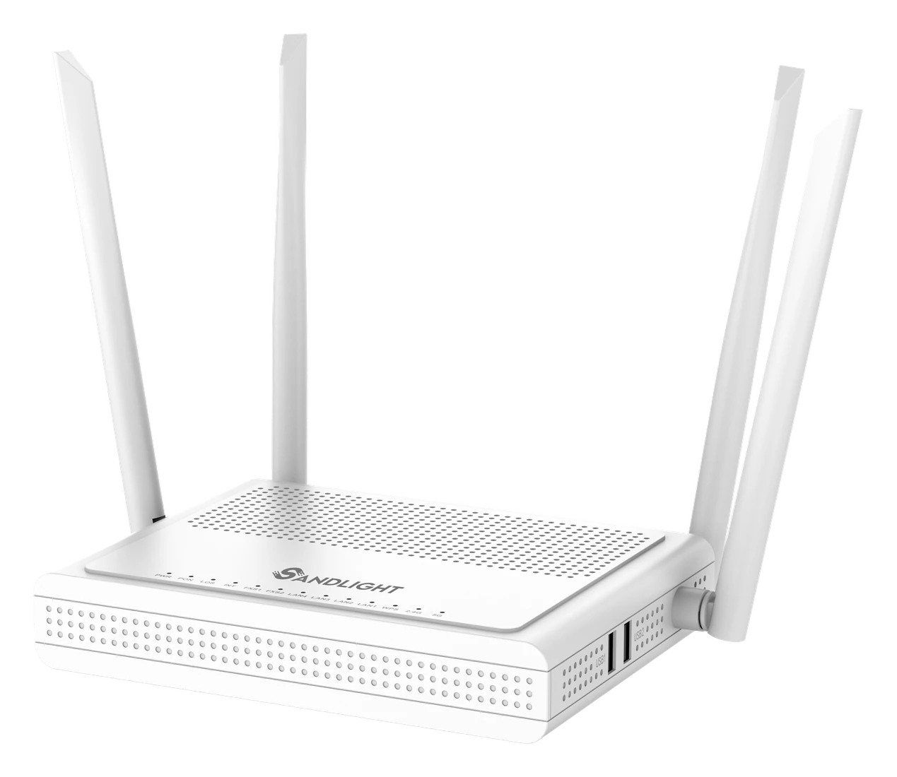 نمای سهرخ بدنه و آنتنها مودم فیبر نوری SandLight SA8457V